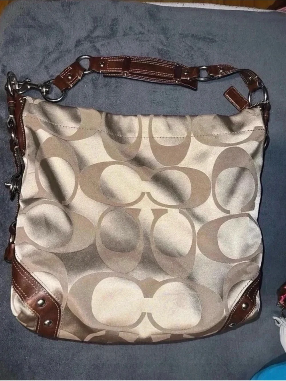 Coach Hobo Bag in Khaki and Brown Signature Canvas